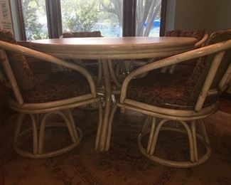 Cane Breakfast Table with Four Chairs