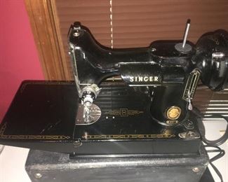 Sweet Completely Refurbished Antique Portable Singer Sewing Machine with Carrying Case