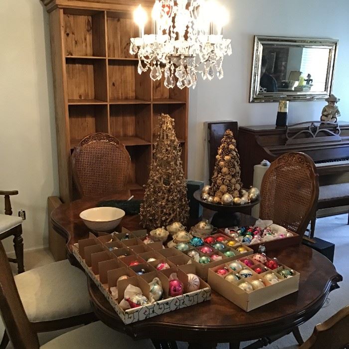 Dining room table and cane back chairs