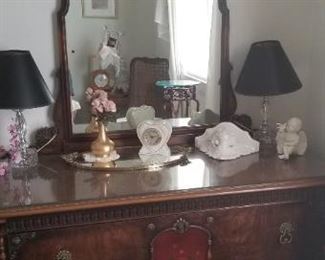 Antique dresser with mirror$450..matching bed and chest of drawers