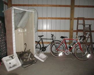 sinks, shower & bicycles