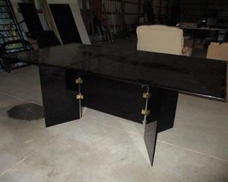 black glass table