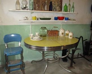 metal stool & yellow kitchen table