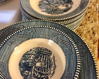 Currier and Ives blue dishes