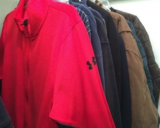 Men’s clothes: Nike, under Armour, Columbia, sizes large to 2X