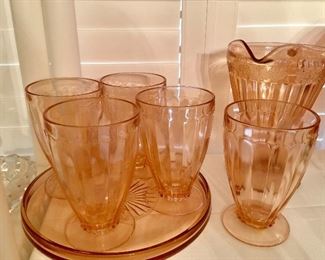 Pink Depression glass set