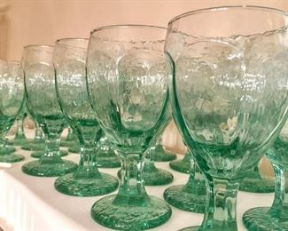 Blue green drinking glasses