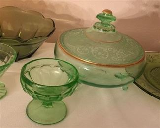 Green Depression glass