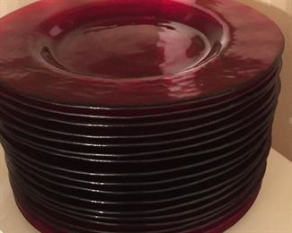 Red glass plates