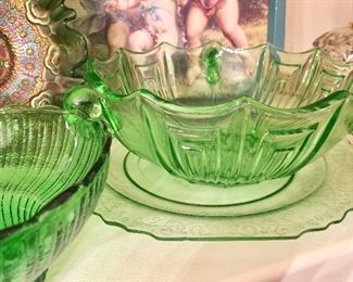 More antique green glass