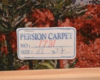 Framed Persian Tabriz Carpet Artwork / Wall Hanging