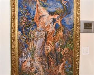 Framed Persian Tabriz Carpet Artwork / Wall Hanging