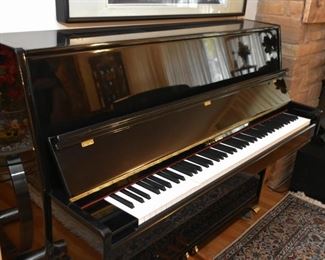 Beautiful Black Lacquer Suzuki Upright Piano with Brass Details (it comes with a piano bench, not shown)
