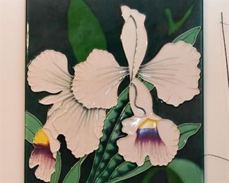 Ceramic / Glazed Tile Wall Hanging (Irises)