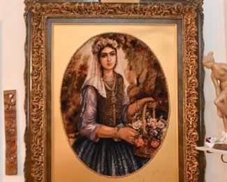 Framed Persian Tabriz Carpet Artwork / Wall Hanging