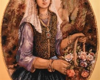 Framed Persian Tabriz Carpet Artwork / Wall Hanging