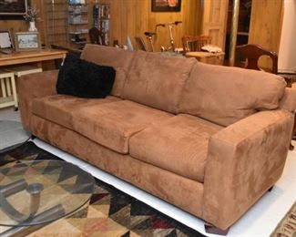 Caramel Brown 3-Seat Microfiber Sofa