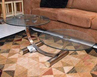 Modern Double Round Coffee / Cocktail Table with Glass Top (there is also a matching end table)