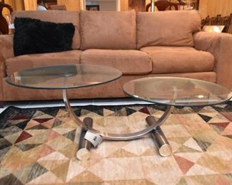 Modern Double Round Coffee / Cocktail Table with Glass Top (there is also a matching end table)