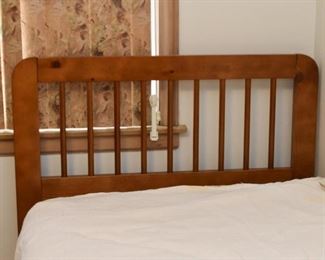 Twin Bed with Wood Headboard, Mattress, Box Spring
