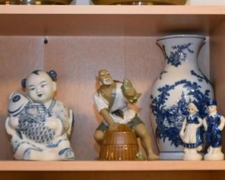 Chinese Blue & White Porcelain / Pottery, Ceramic Mudman, Dutch Figures