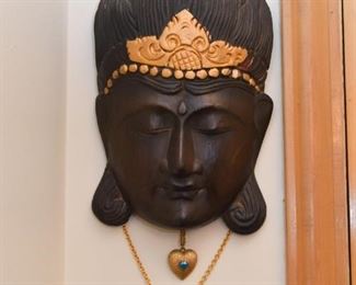 Asian / Buddhist Wooden Face Wall Hanging