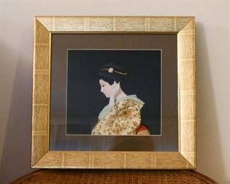 Framed Japanese Relief Geisha Portrait / Shadowbox