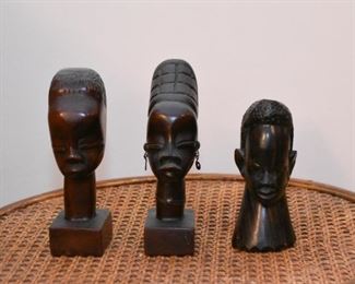 Wood Carved African Busts