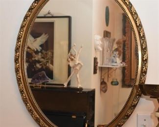Oval Brass Framed Wall Mirror