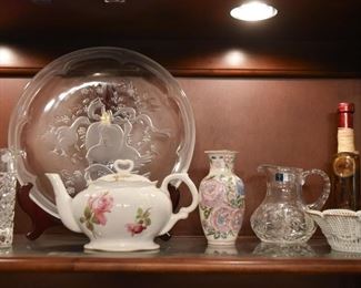 Teapot, Pottery Vases, Glassware, Etc.
