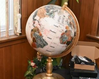 Desk Globe with Semi-Precious Stones