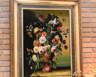 Framed Persian Tabriz Carpet Artwork / Wall Hanging