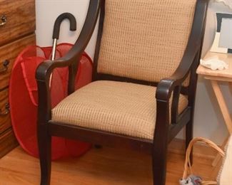 Wood Armchair with Neutral Upholstery