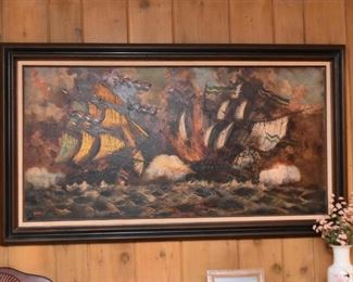 Oil Painting, Signed (Ships)