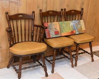 Set of 5 Vintage Wood Dining Chairs