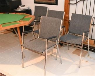 Set of 4 Chrome Armchairs (Gray Fabric)