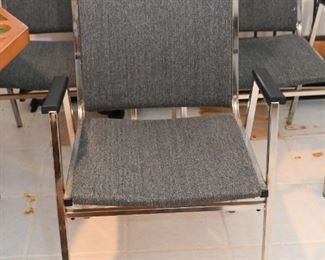 Set of 4 Chrome Armchairs (Gray Fabric)