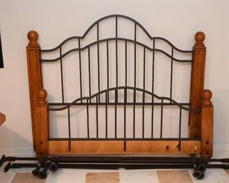 Wood & Metal Bed (Headboard, Foot Board & Frame)