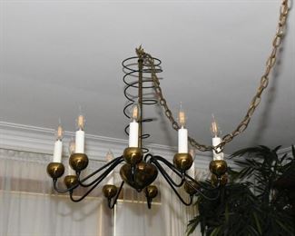 Brass & Black Metal Chandelier