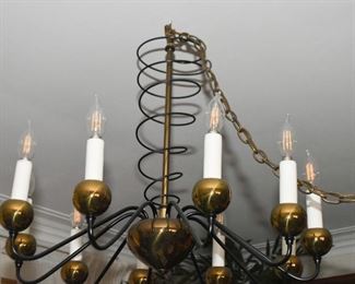 Brass & Black Metal Chandelier