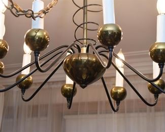 Brass & Black Metal Chandelier