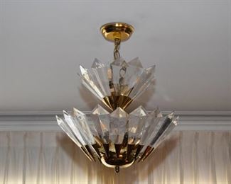 Brass & Lucite Ceiling Light Fixture / Pendant