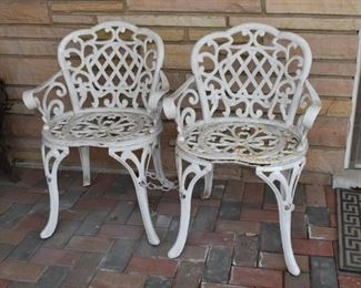 White Iron Garden Chairs