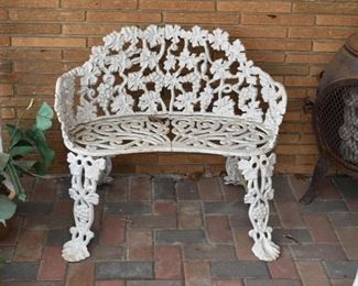 White Iron Garden Bench
