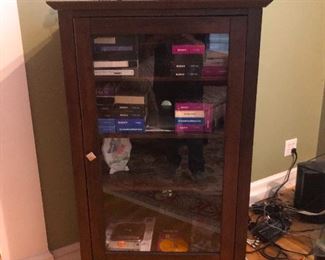contemporary media cabinet with glass front
