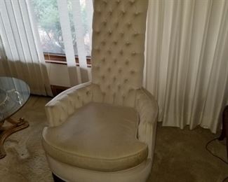 Vintage tall back tufted accent chair