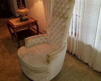 Vintage tall back tufted accent chair