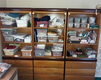 Sewing Notions and Craft Supplies, Book cases with Drawers