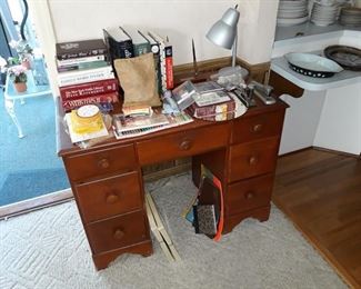 Desk, Books, and Decor
