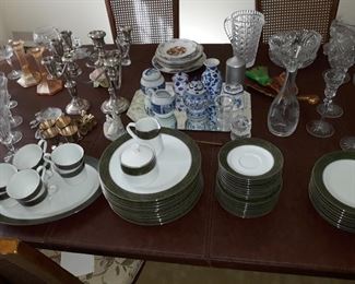 Noritake China Set, Blue and White Ceramics, and Glassware